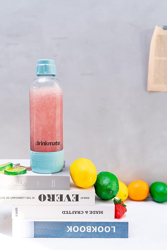 DrinkMate 1L Replacement Carbonation Bottles | Compatible with OmniFizz, LUX, and Spritzer | Arctic Blue, Pack of 2