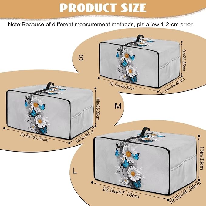 Toaster Oven Cover Dust-Proof Countertop Convection Oven Cover Protective Smart Microwave Oven Accessories and Decor, S, 14.5 x 18.5 x 9 Inches, Daisy Butterfly Gray