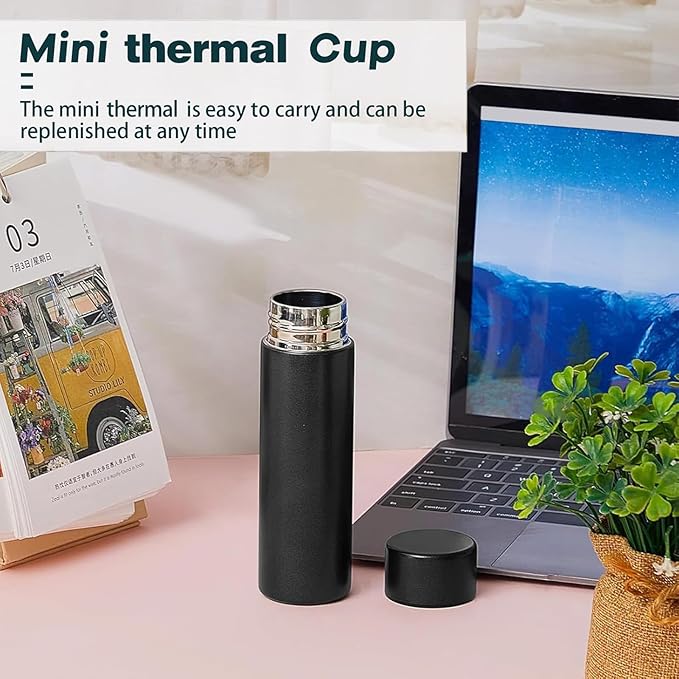 Irenare 5oz Mini Water Bottle Mini Insulated Stainless Steel Bottle Purse Water Bottle Cute Leak Proof Flask Keeps Drink Cold and Hot for Purse Women(Black,1 Piece)