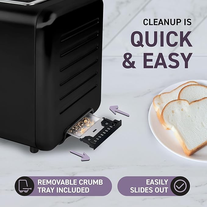 Inspirex Touch Screen Toaster - 4 Slice, 2 Extra Long Slots - 5 Bread Types and 6 Browning Levels - Defrost, Reheat, Favorite, & Single Slot Modes - For Toast, Bagels, & Waffles – Black