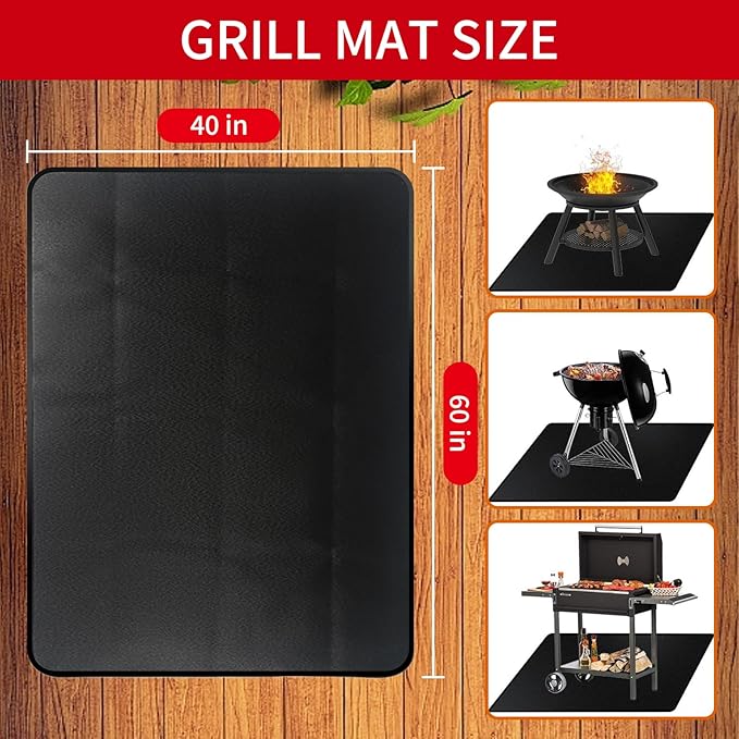 60 x 40 inch Firepit Mat for Outdoor Grill, Fireproof Mats for Under Reusable Oil-Proof Waterproof Grill Mats Repalce BBQ Pad for Deck Patio Grass Fire Pit Accessories for Outside