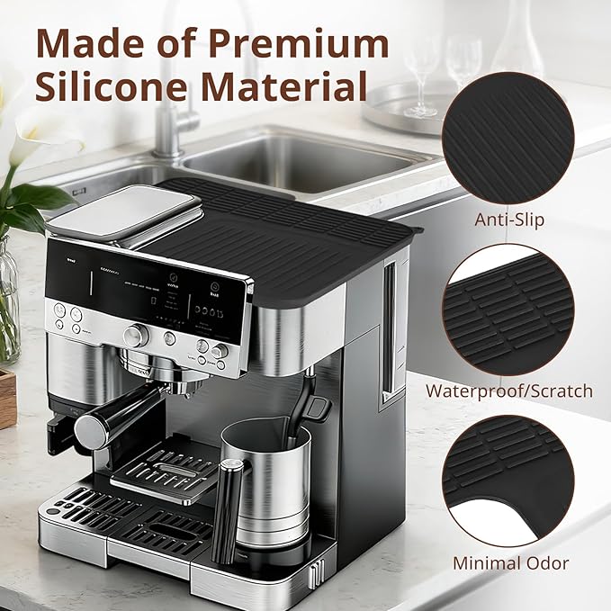 Top Mat for Ninja Luxe Espresso Coffee Machine ES601 & ES701–Coffee Top Silicone Mat Protects Top Surface Anti-scratch,Non-Slip Heat Resistant,Food-Grade Silicone for Ninja Luxe Cafe Accessories