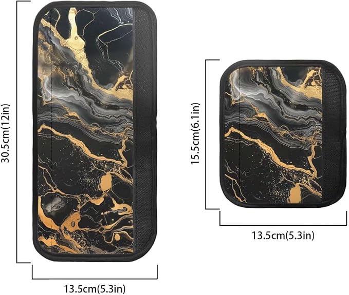 Fridge Door Handle Covers Set of 6 Waterproof Antiskid Protector Decor Handles for Refrigerator, Microwave, Dishwasher, Kitchen Cabinet, Oven, Black Gold Marble Print