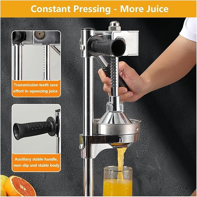 Cast Iron Citrus Juicer,Hand Press Juicer Machine, Hand Press Squeezer, Stainless Steel Crusher, Manual Lemon Press With Large Pressure Plate, Easy Juice Extraction