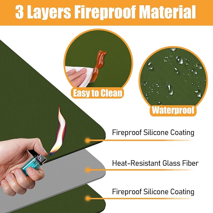 Heat Resistant Mat for Air Fryer,Deep Fryer,Oven,16x24in Hot Pads for Kitchen Counter Heat Protector,Under Coffee Maker Mats for Quartz Countertop Protector,Deep Fryer Coffee Machine Mat（Green）