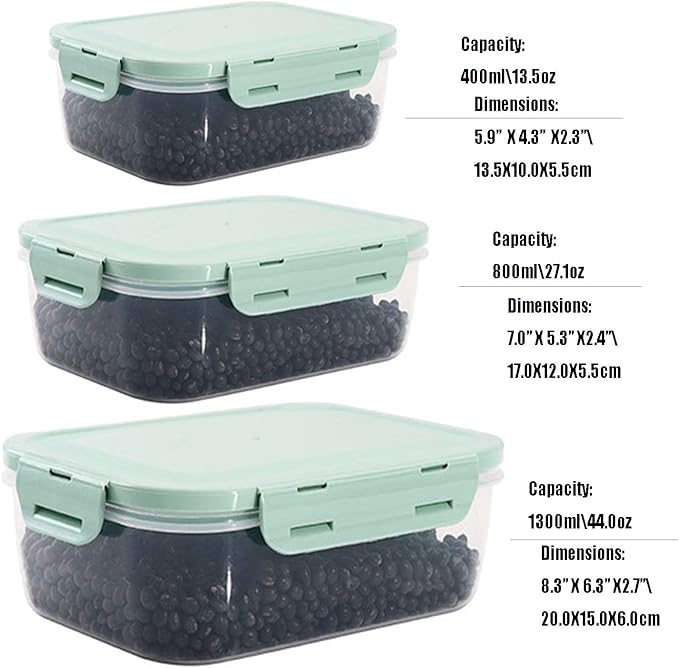 Food Storage with Airtight Lids - Meal and Lunch Containers - Stackable Microwave Safe (Blue)
