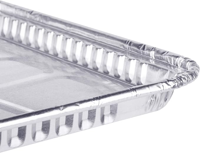 (25 Pack) 1/4 Size Cookie Sheet Baking Cake Pans l 12.8” x 8.9” Disposable Aluminum Foil Trays l Premium Heavy Duty Nonstick Baking Sheets Reusable