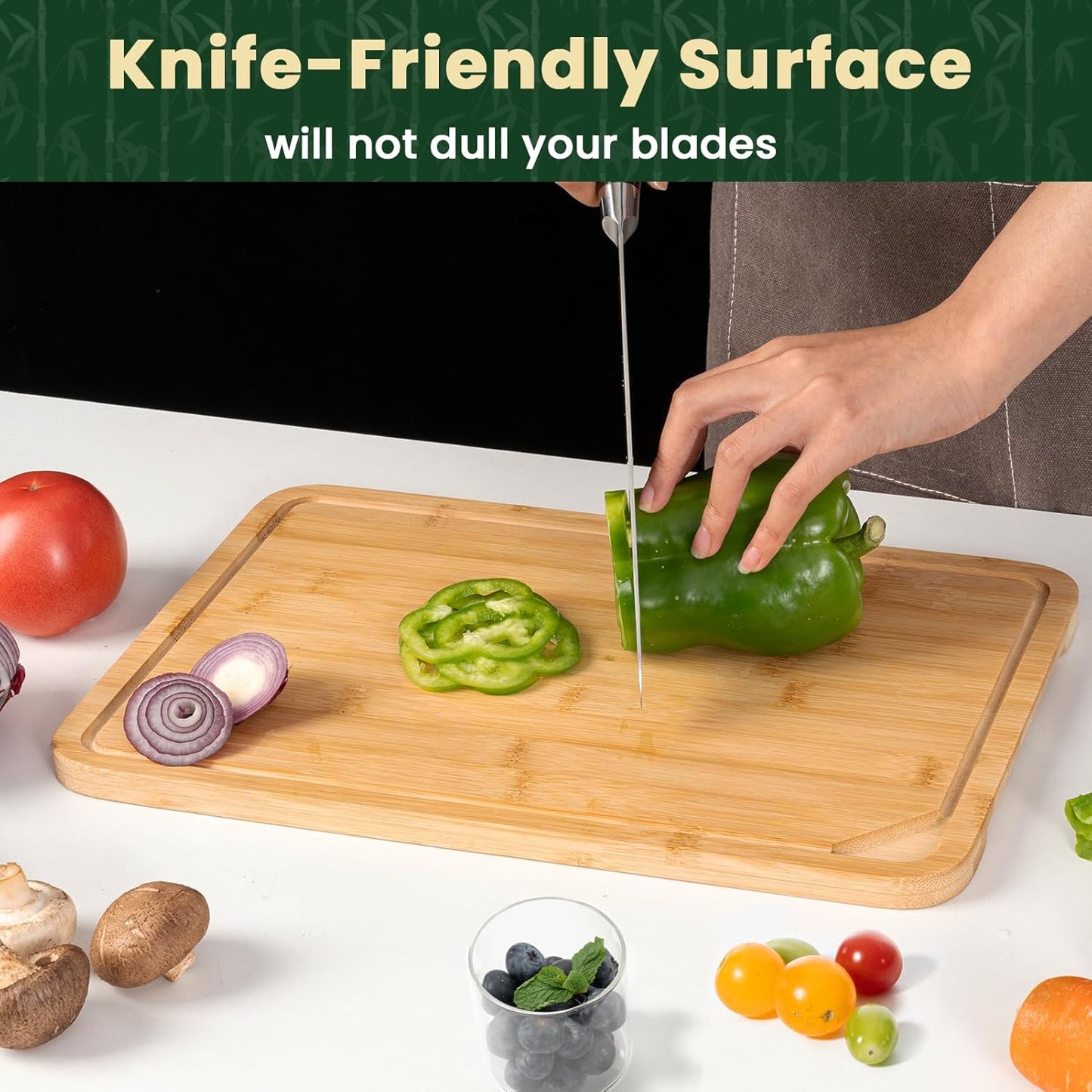 Heimlove 9” x 6” Mini Bamboo Cutting Board, Small Wooden Cutting Boards for Kitchen Charcuterie Boards with Juice Groove and Handles, Chopping Board for Fruit, Vegetables and Cheese