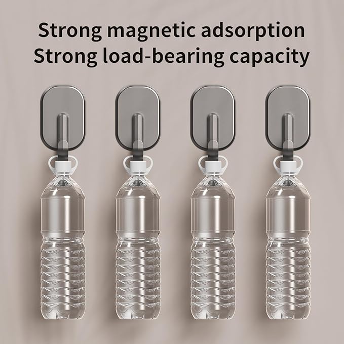3-Pack Magnetic Hooks - No Drill Space Saving Hooks for Kitchen, Bathroom & Office, Heavy Duty Black Refrigerator Hooks for Towels & Keys
