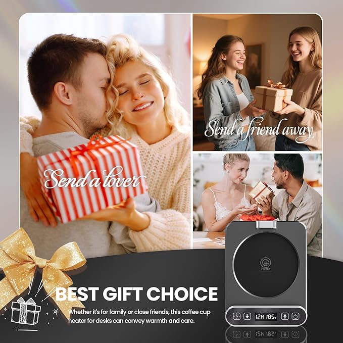 Smart Mug Warmer with Infrared Sensor, Coffee Mug Warmer for Desk, 6 Temp Settings & 12H Timer Coffee Cup Warmer with Auto On/Off, Electric Beverage Warmer for Office & Home, Coffee Lover Gift