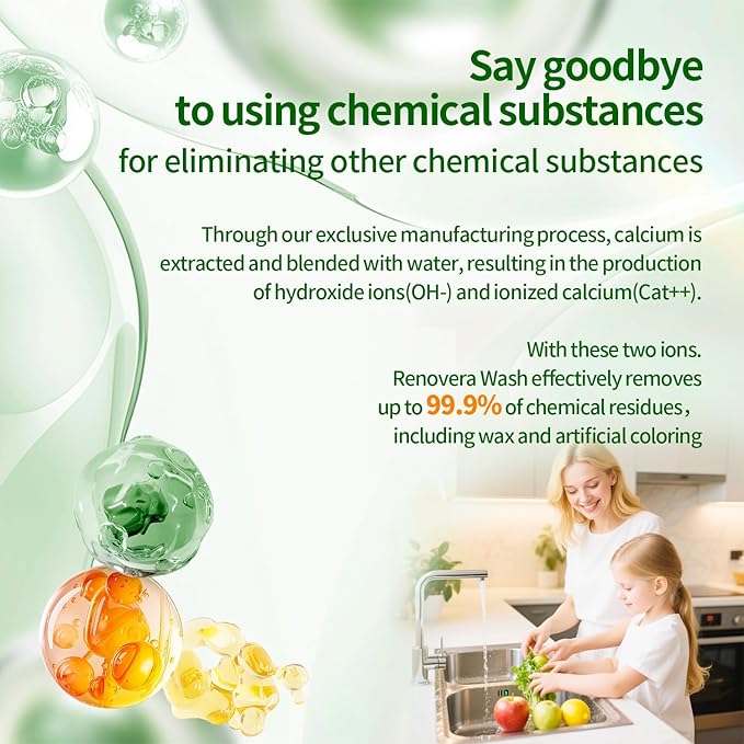 Fruit & Veggie Wash Powder, Natural Organic Produce Cleaner for Pesticides & Wax Removal, Baby Safe Eat Cleaner for Fruits & Vegetables, 50 Washes, 4.2oz (120g), Extra Matcha Powder & Tea Polyphenols