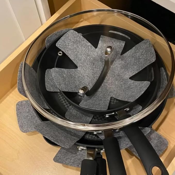 Pot and Pan Protectors 12 Pack 3 Different Sizes Pot Separator for Stacking Cookware Protectors Pan and Pot Dividers Pads Protect Glass Ceramic Dish Plates from Slipping Scratching Marring