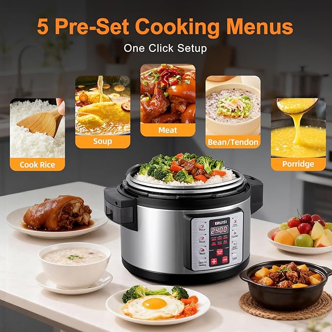 15.9QT/15L Commercial Pressure Cooker, 8-in-1 Multifunctional Large Pressure Cookers, 1700W Electric Pressure Canner with Non-stick Inner Pot, Slow Cooker Rice Maker for 25-35 People Use