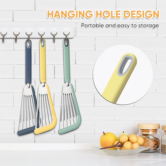 Nonstick Fish Spatula,Maywe Tanso Thin Slotted Spatulas Turner Silicone Fish Spatulas for Nonstick Cookware,High Heat Resistant BPA Free Cooking Utensils,Ideal for Fish,Eggs,Pancakes