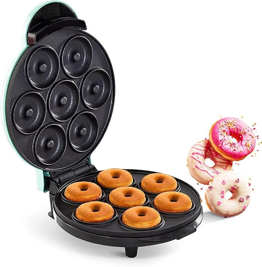 Mini Donut Maker,Electric Mini Doughnut Maker Machine, Makes 7 Mini Donutss, Non-Stick Mini Donut Machine, Easy Clean Doughnuts Maker Kit red (Green)