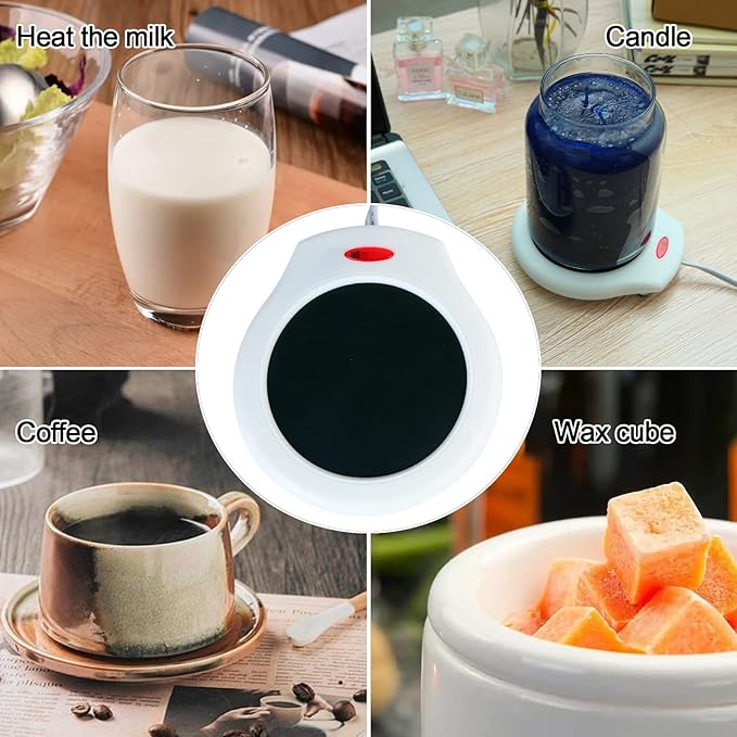 Home&Office Desktop Electric Mug Warmer-Coffee/Tea/Cocoa/Soup-Scented Candles Gift for Winter 1pcs(White and Black (CFW001-White)