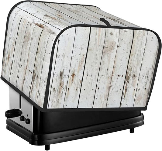 Chic White Wood Covers for 4 Slice Toasters,Cute Country Bread Machine Cover with Handle,Washable Stain Resistant Kitchen Small Appliance Cover Dining Decor