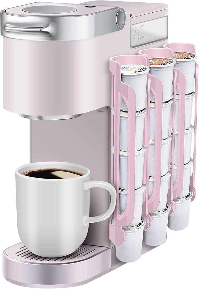 K Cup Holder for Keurig: Coffee Pod Holders for Counter Small Space - Kcup holders for Wall Mount (3, Pink)