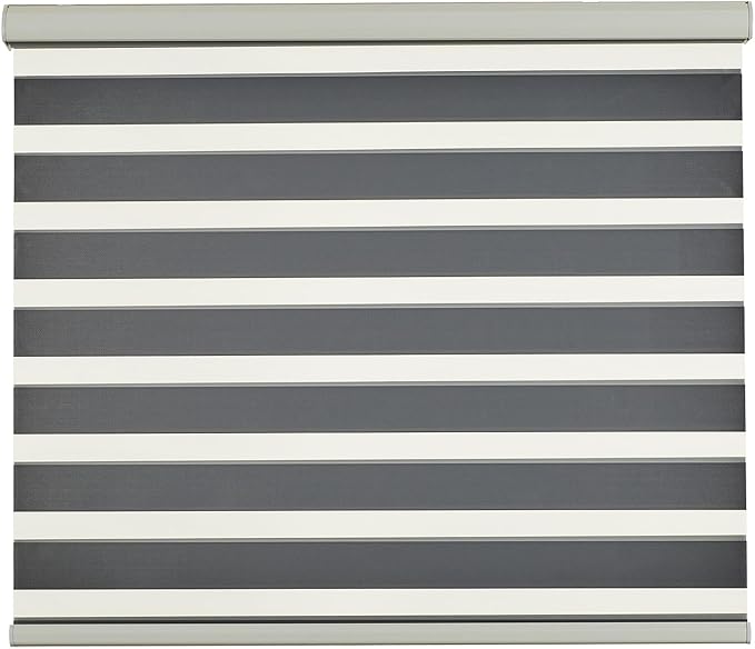 Persilux Zebra Blinds for Windows, Cordless Roller Blinds (50" W x 72" H, White) Light Filtering Sheer Window Treatments, Light Control for Day and Night, Room Darkening Roller Shades for Windows