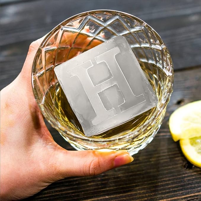 Letter H Monogram Ice Cube Mold Custom Ice Cube Mold 2 Inch Big Initials Silicone Ice Cube Tray Gifts for DAD Gifts for Him
