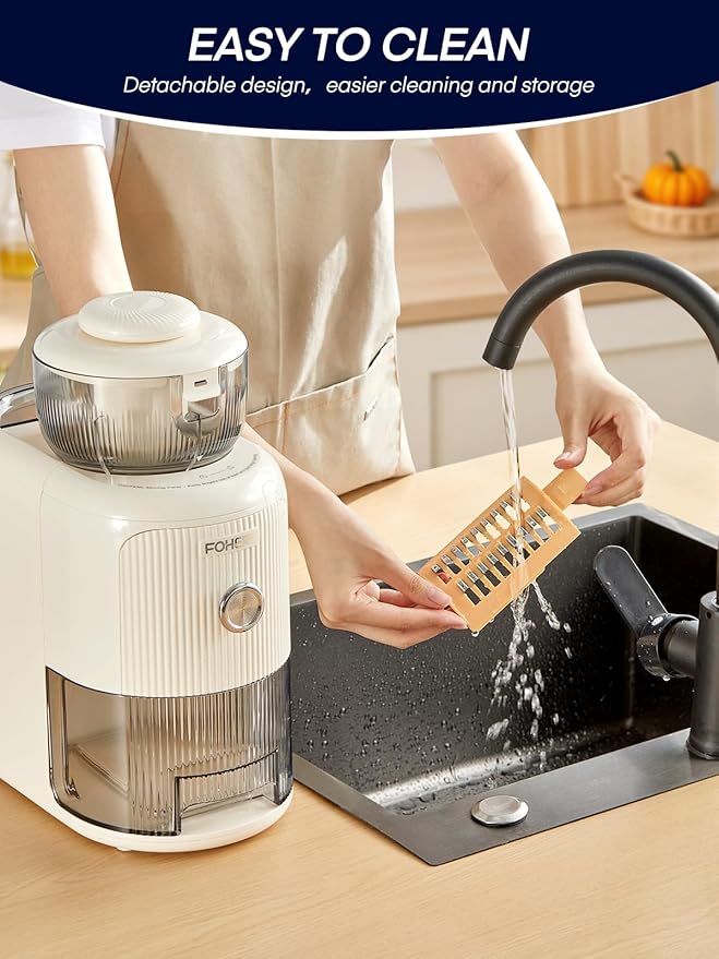 FOHERE Multifunctional Electric Cheese Grater, 6 Blades & 1.8L Container Nut Chopper, Vegetable Slicer, Food Slicer for Onion, Carrot, Cucumber (White)
