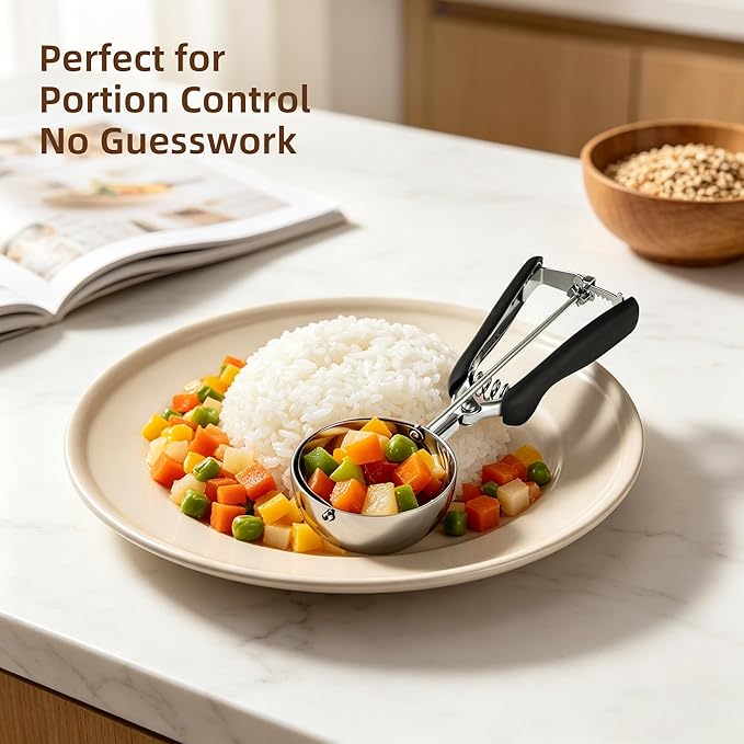Extra Large Ice Cream Scoop 80MM, Trigger Release Stainless Steel Cookie Scoop, Portion Scoop 5.28 oz/150ml, Commercial Food Disher, for Portion Control, Cookie Dough, Cupcake Batter (10 Tablespoon)