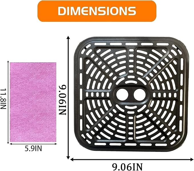 6.8QT Square Air Fryer Crisping Plate Tray for COSORI Pro III Dual Blaze Air Fryers, Upgraded Air Fryer Grill Insert Pan Plate Rack Grate Shelf for 6.8QT COSORI Air Fryers, Dishwasher Safe