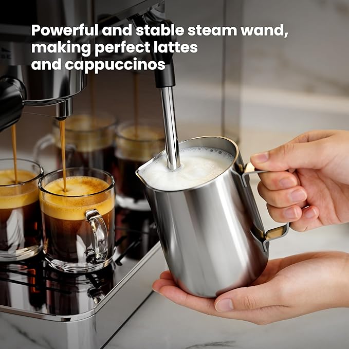 Kismile 20-Bar Espresso Machines,Professional Espresso Maker with Milk Frother Steam Wand for Latte&Cappuccino,Coffee Machine with Removable Water Tank for Home/Office
