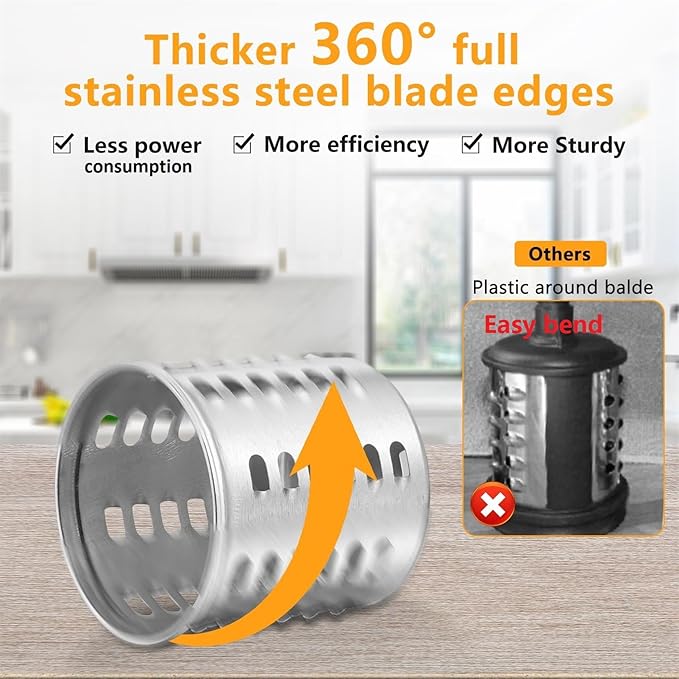 FavorKit Slicer Shredder Attachment for KitchenAid Mixers, Stainless Steel Cheese Grater Salad Maker Accessories with 3 Cutting Blades,Dishwasher Safe!