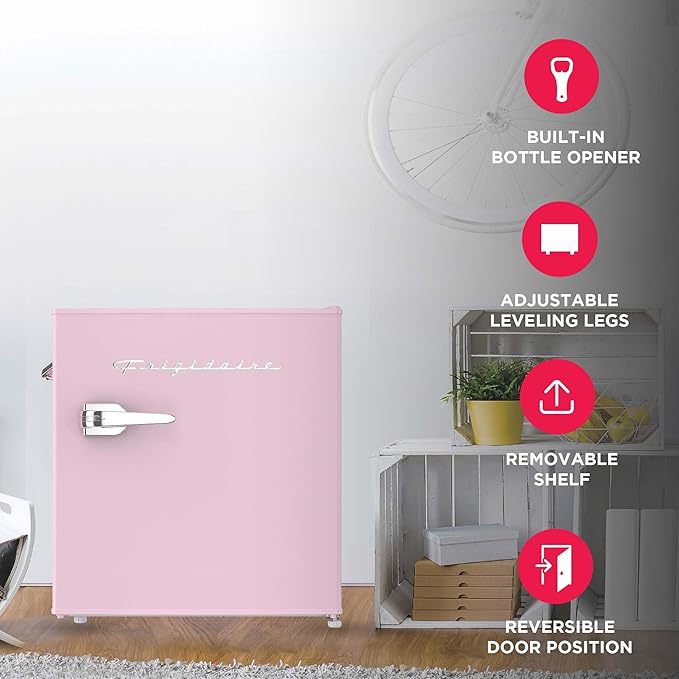 Frigidaire EFR176 1.6 cu. ft. Retro Bar Fridge with Side Bottle Opener (Pink)