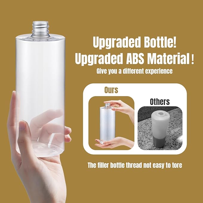Built in Soap Dispenser for Kitchen Sink Countertop, Brushed Nickel Stainless Steel Soap Dispenser Pump Head Refill from the Top with 11 Ounce Transparent Soap Bottle