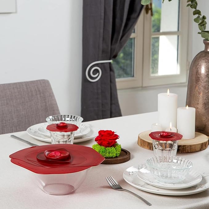 harles Viancin - Rose Silicone Lid for Food Storage and Cooking - Airtight Seal on Any Smooth Rim Surface - BPA-Free - Oven, Microwave, Freezer, Stovetop and Dishwasher Safe (9 Inch Dark Red Rose)