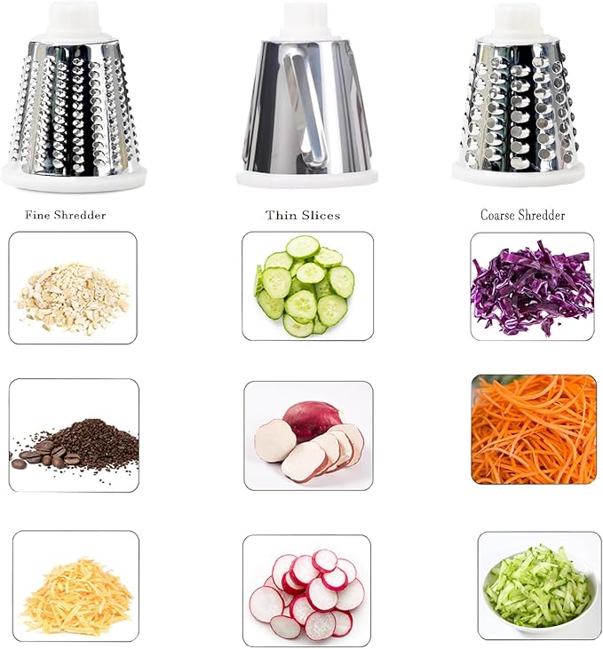 Rotary Cheese Grater with Suction Base,Multifunctional Kitchen Tool for Shredding,Grating,Slicing-Cheese Shredder Includes Cleaning Brush & Non-Slip Handle-Ideal Kitchen Gift for Home Cooks(white)