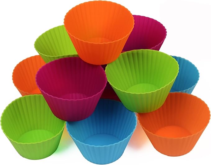 Webake Jumbo Silicone Muffin Cups, 3.5 Inch Jumbo Silicone Baking Cups Reusable Cupcake Liners Nonstick Large Cake Cups Set Stand Alone Cupcake Holder, 12 Pack Auto Cup Holder Liner