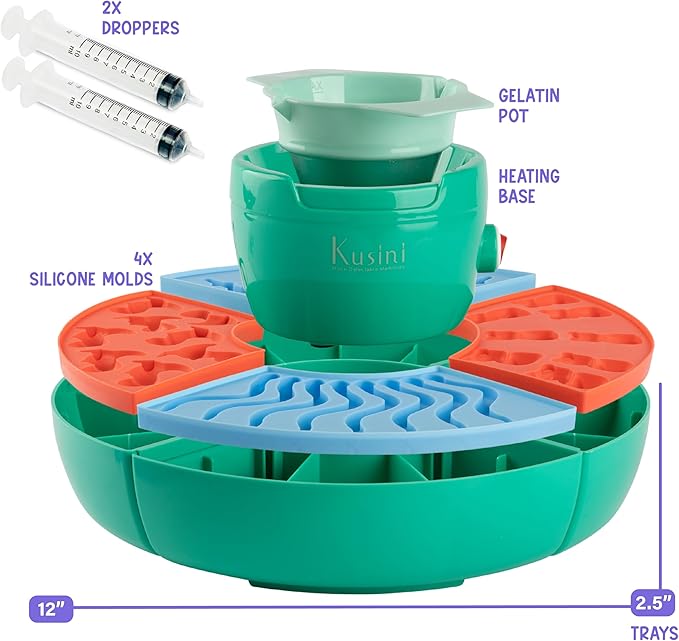 Kusini Gummy Candy Making Kit for Kids & Adults - 4 Mold Shapes, Heating Base – Gummy Bear, Candy Lab Machine Maker – Unique Fun Gifts for Kids Ages 6+ Years Old Girl & Boys, DIY Science Crafts Kits