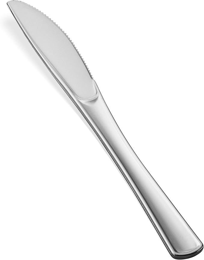 400 Plastic Silverware Set - Silver Cutlery Set - Disposable Flatware Set - 200 Forks - 100 Spoons - 100 Knives - Heavy Duty - Party Bulk