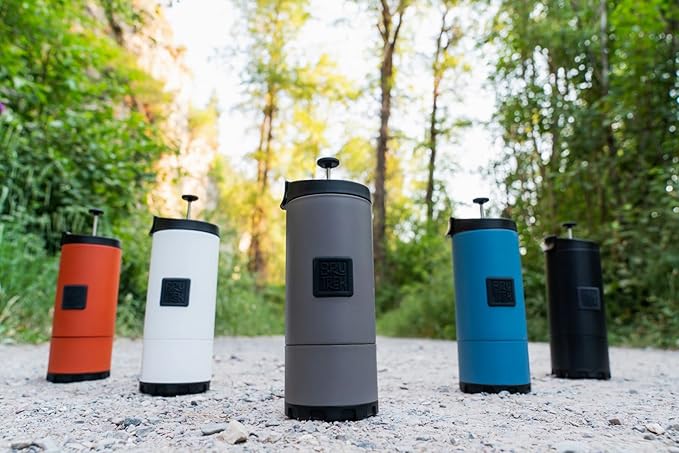 BruTrek® by Planetary Design OVRLNDR Travel Coffee French Press, 24 fl.oz Drinkable Capacity, Vacuum Insulated, Easy To Clean Removable Bottom, No Spill Lid, On The Go Coffee Brewing (Red Rock)
