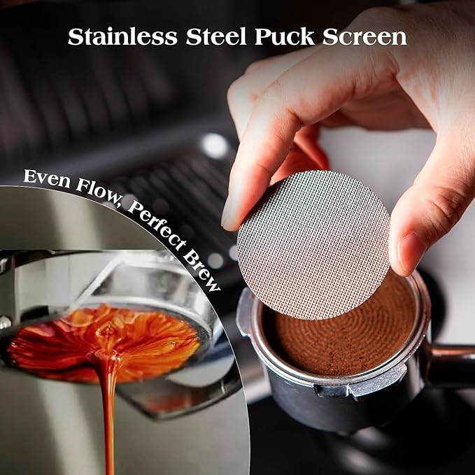7 PCS Espresso Accessories Kit: 53.3mm Espresso Tamper, Coffee Distributor, Puck Screen, Dosing Funnel and WDT Tool, Espresso Tools Set Fits Breville 54mm Espresso Machines and Portafilters