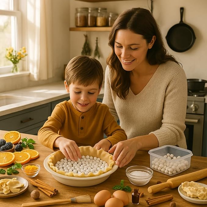 Mrs. Anderson's Baking Pie Weights | Natural Ceramic Stoneware Beads for Blind Baking | Heat-Safe, Food-Safe, Easy to Use | Prevents Shrinking, Puffing, Bubbling | Individual Weighted Balls