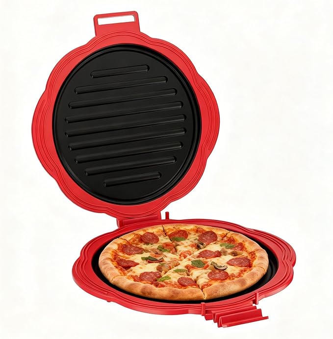 9.8" Microwave Sandwiches Maker,Double Side Grill Pan with Heat-Resistant Handles, Non-Stick Crisper Tray,Dishwasher Safe,School Dorm/Home/Office