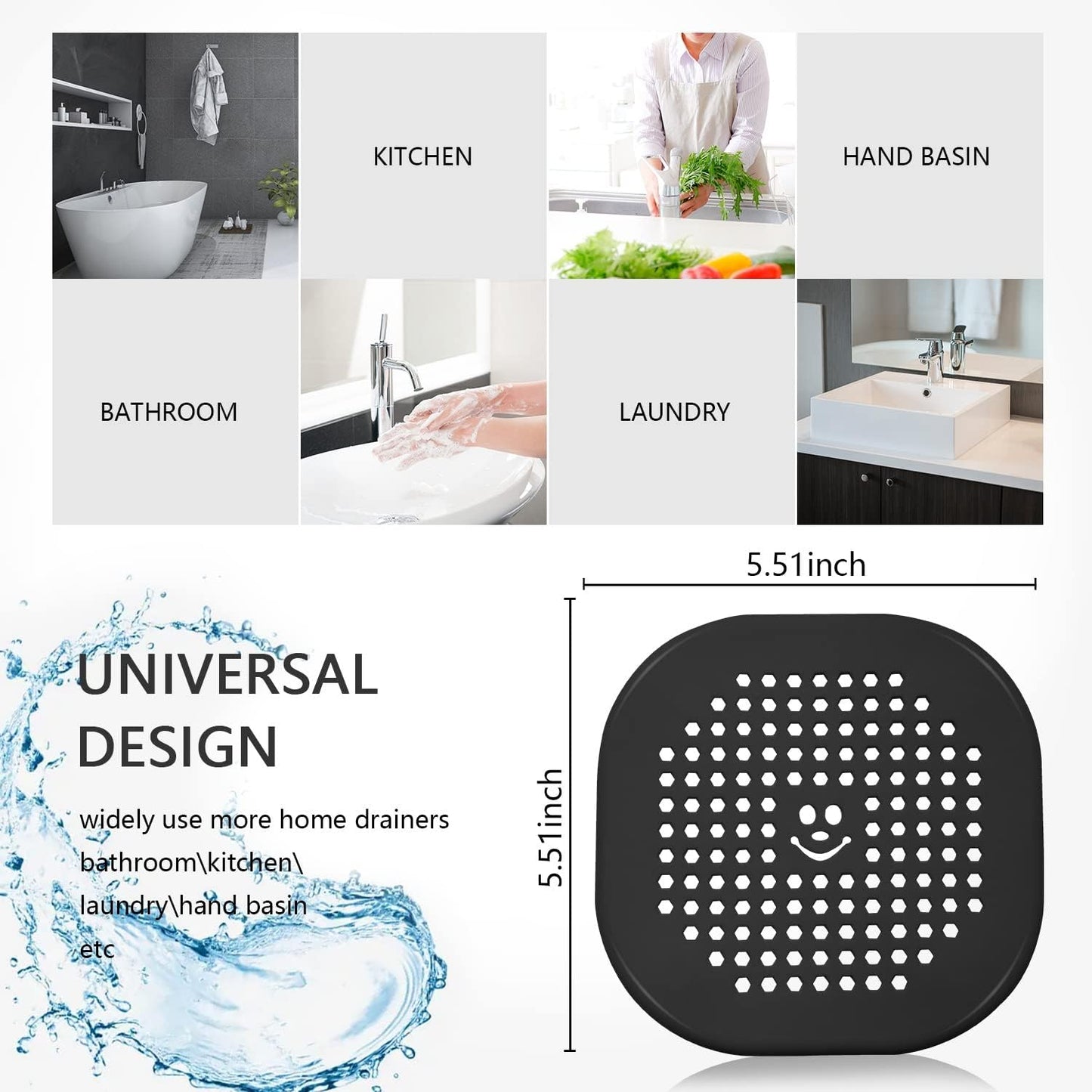 2 Pack Drain Hair Catcher Silicone Shower Drain Protector Sink Drain Strainer Hair Stopper for Shower Kitchen Bathroom Tub Teal