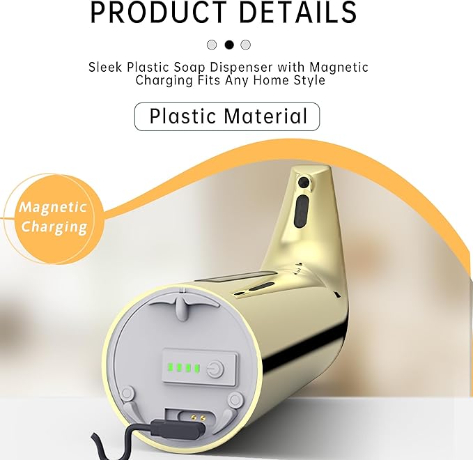 Automatic Soap Dispenser Touchless,400ML Hand & Dish Countertop Electric Liquid Rechargeable Dispenser with Sensor,Modern 4 Gear Adjustable Waterproof Kitchen Auto Soap Pump（Gold）