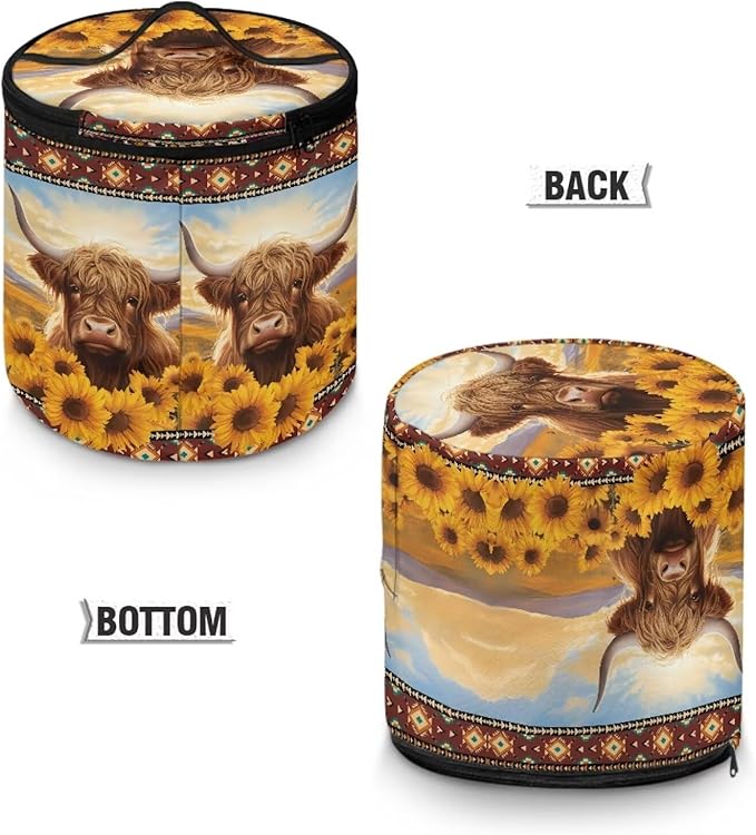 Sunflower Electric Pressure Cooker Storage Bag Anti Splash Oil-proof Highland Cow Electric Pressure Cooker Insulation Bag Enclosed Bottom Aztec