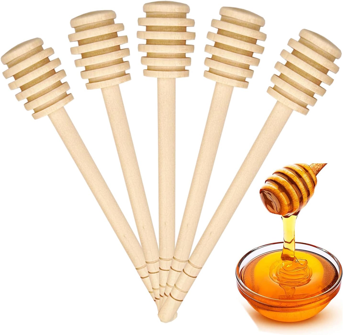 Wooden Honey Dipper Stick Collecting Dispensing Drizzling Jam Portable Wedding Party (15cm, 20)