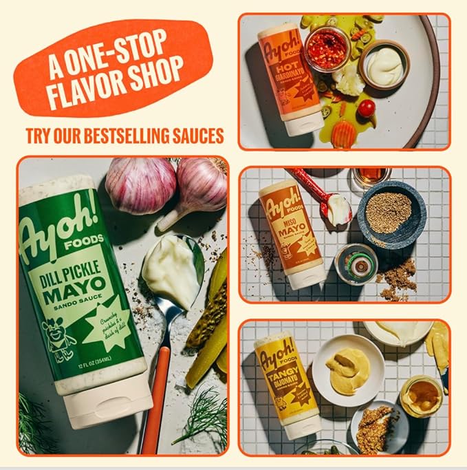 Ayoh Foods, Mayo Gone Wild, Made by Molly Baz - Easy to Squeeze, Perfect for; Sandwiches, Burgers, Fries, Nuggets, Wraps & Dips (4 Pack, Flavors Pack) - Gift for Sauce Lovers