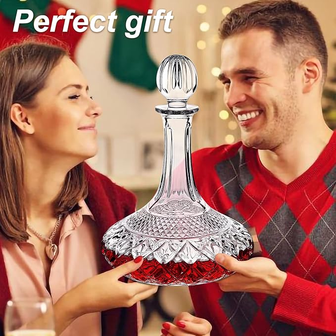 50oz Wine Decanter Crystal Bottle for Wine with Stopper- Top Red Wine Decanter Carafe Bottle with Luxury Box .Elegant Gift for Men/Women