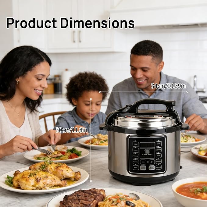 10 in 1 Electric Pressure Cooker with 24-Hour Reservation Function, 6L, Slow Cooker, Rice Cooker, Wok, Cake, Yogurt, Make Cooking Easier (Black)