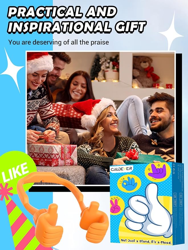 Stocking Stuffers for Teens Girls Women Cell Phone Holder: Thumbs Up Lazy Phone Stand Gifts for Adults Kids Boys Men Teenager Wife Mom Funny Gag Gadgets Ideas Who Wants Nothing Gift for Christmas