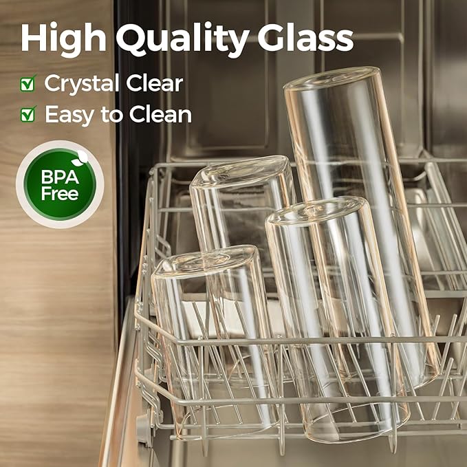 ComSaf 1.2 QT Glass Storage Containers with Lids, Glass Jars with Lids, Clear Food Jar, Square Canister Set of 6, Pantry Organizers and Storage for Cookie Flour Oat Pasta Tea Coffee Bean (Pack of 2)