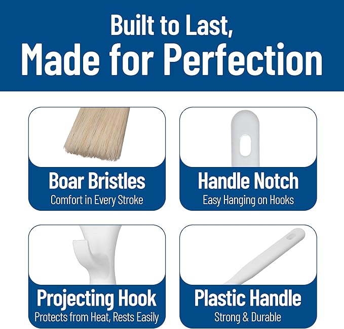SPARTA 4037800 Meteor Boarhair Pastry Brush, Basting Brush With Built-In Projecting Hook, 2 Inches, Brown, (Pack of 12)